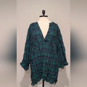 Distressed flannel dress